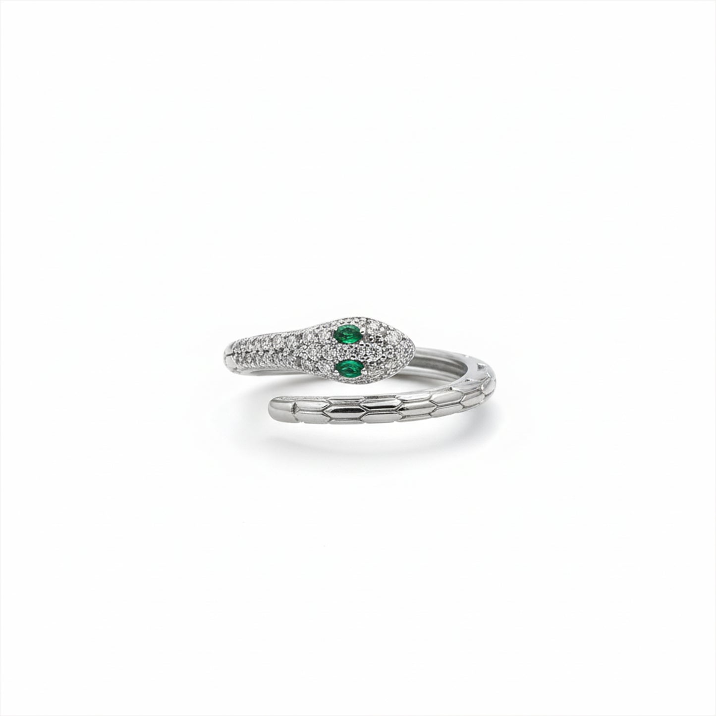 Regal Emerald Eye Serpent Statement Ring