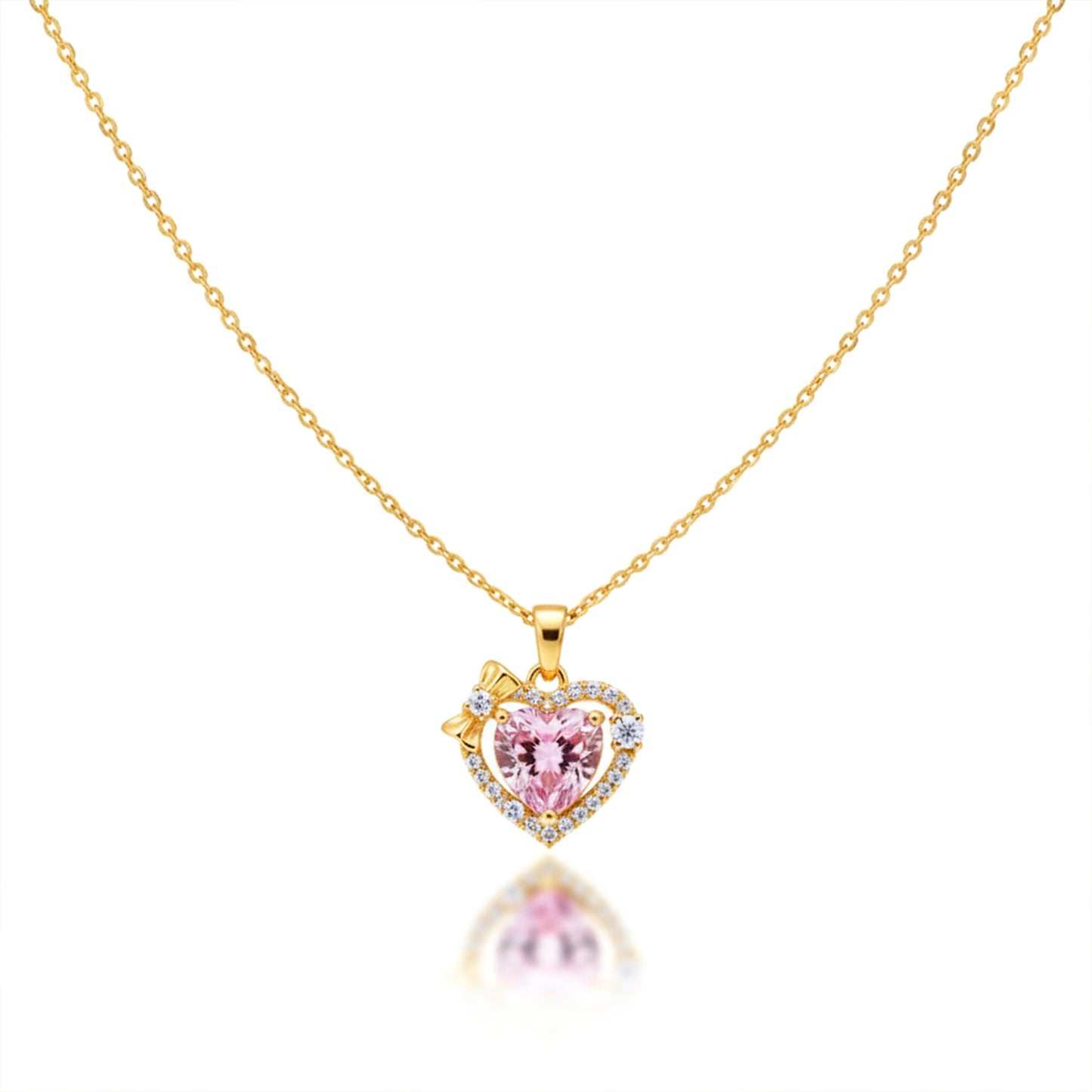 Pink Heart Gemstone Pendant Necklace