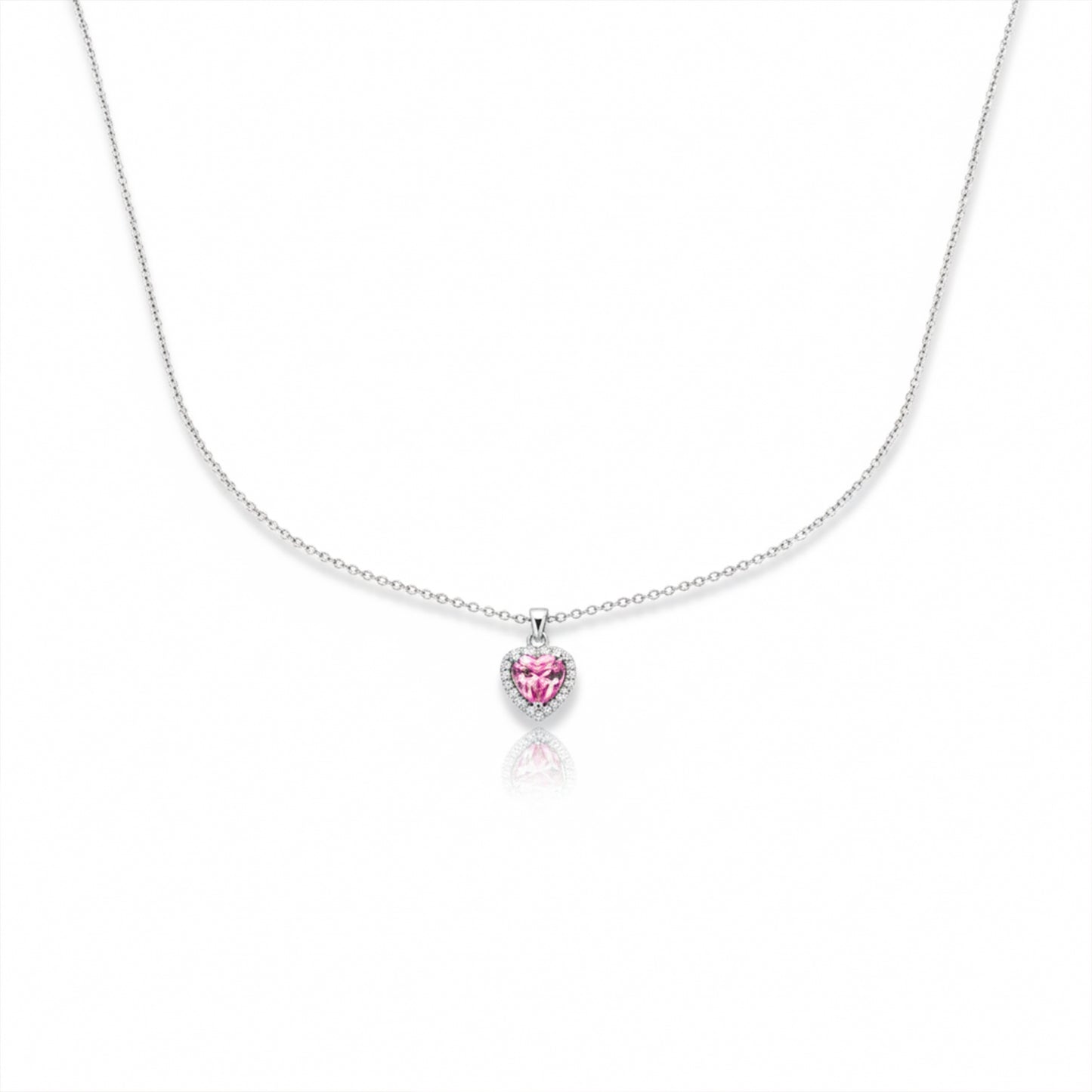 Pink Heart Crystal Pendant Necklace