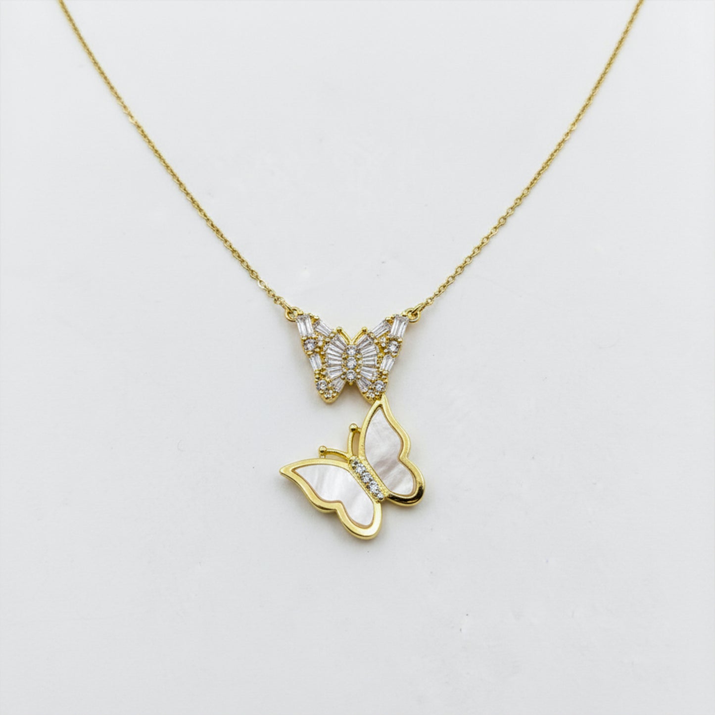 Elegant Gold Butterfly Shell Pendant Necklace