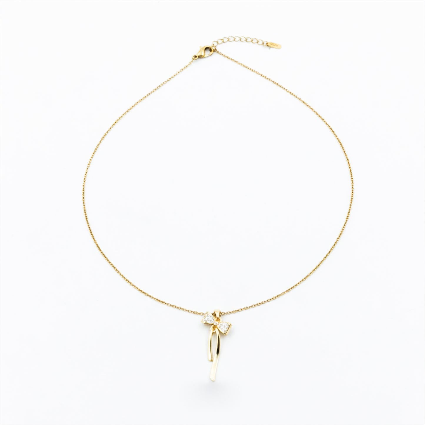 Elegant Gold Ribbon Bow Necklace