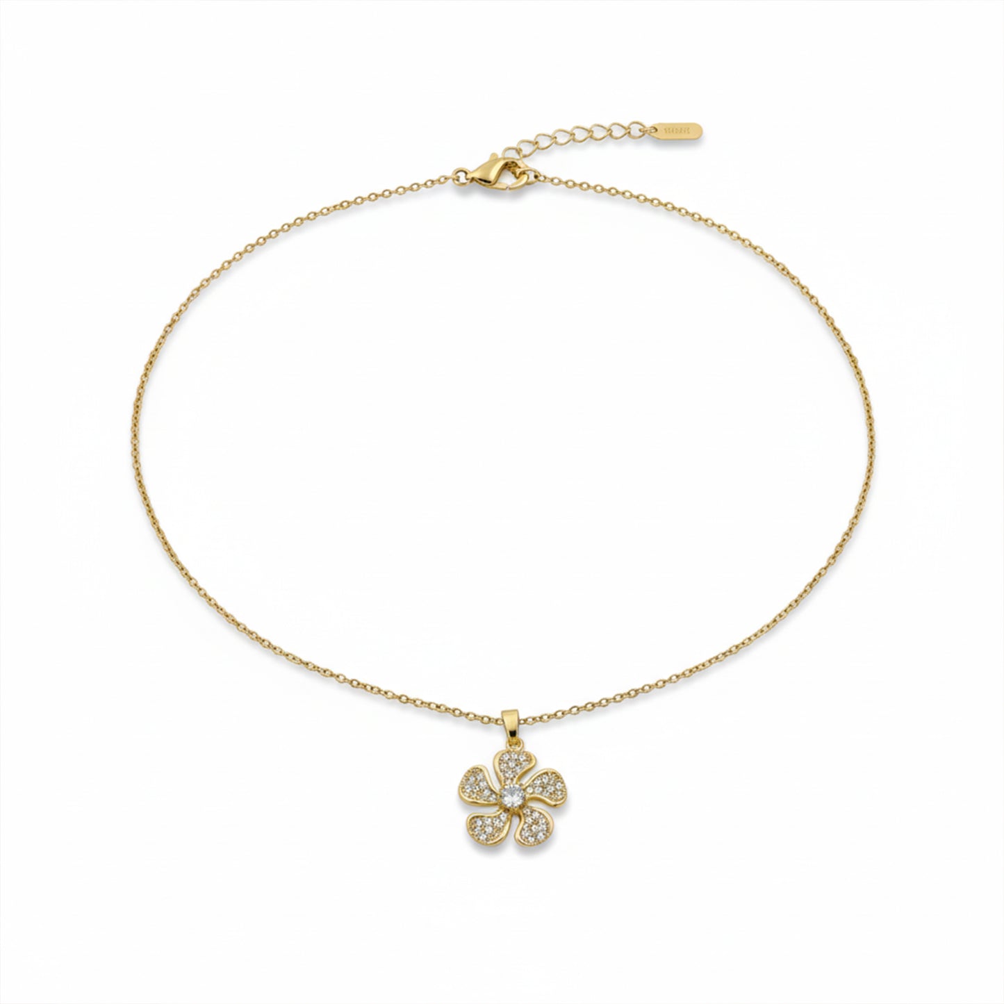 Veloura Diamond Flower Charm Necklace