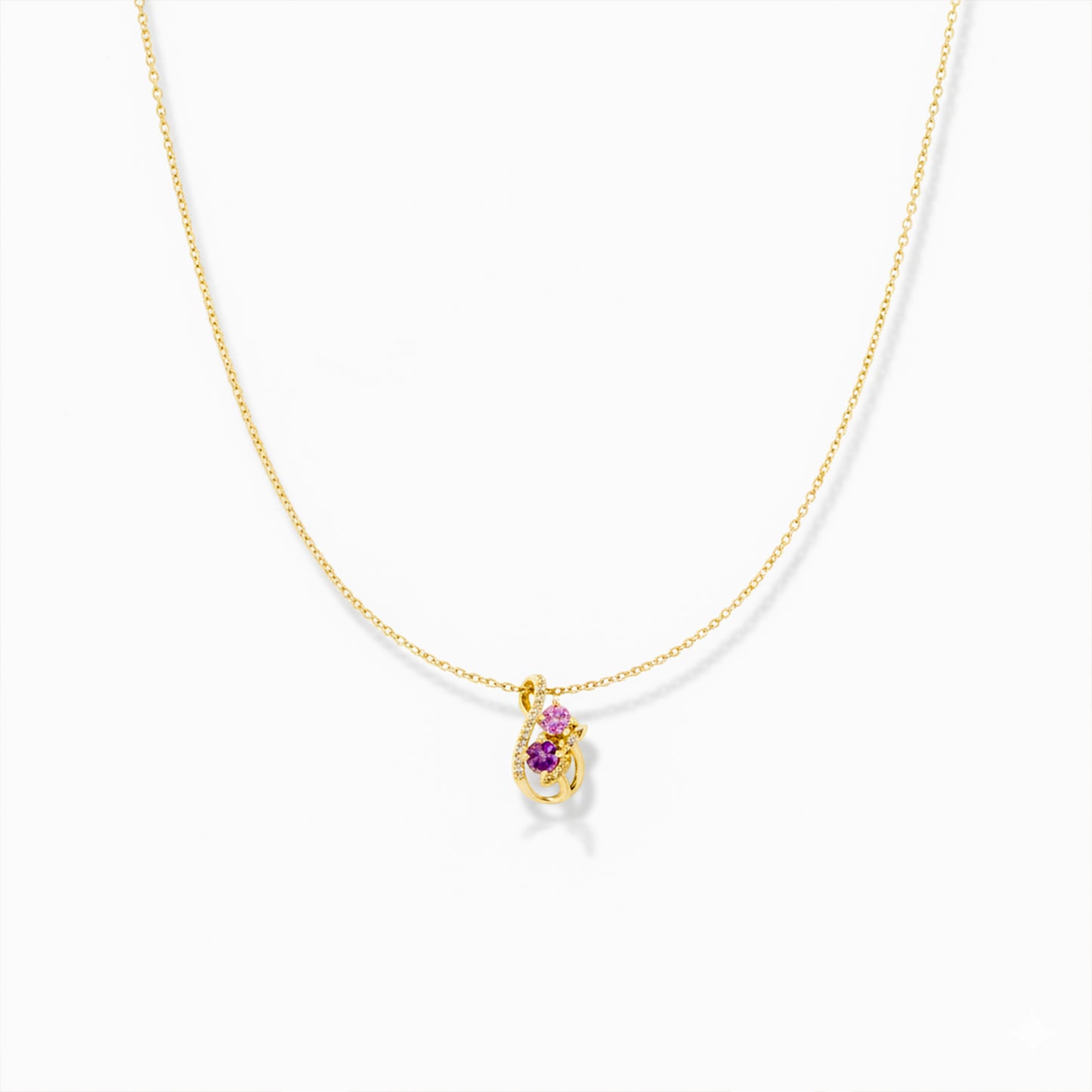 Shiny Pink Floral Gold Chain Necklace
