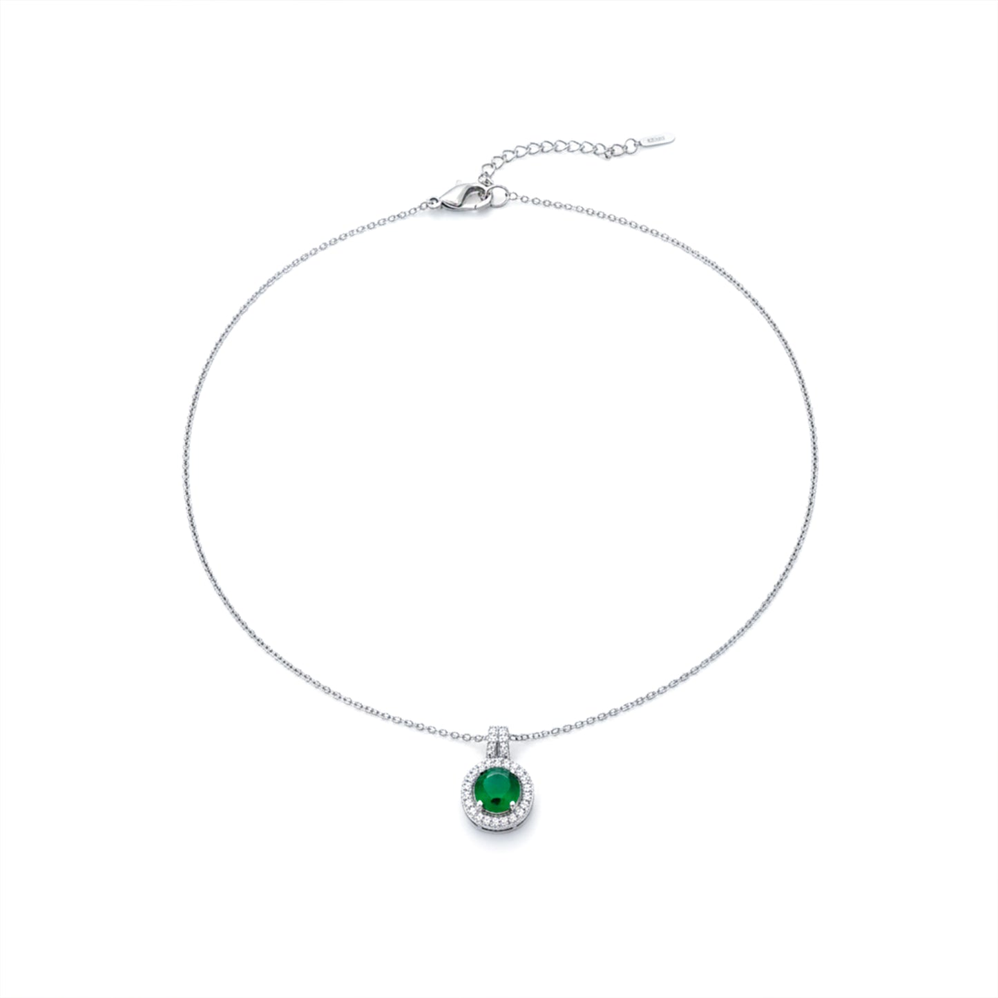 Imperial Emerald Halo Necklace