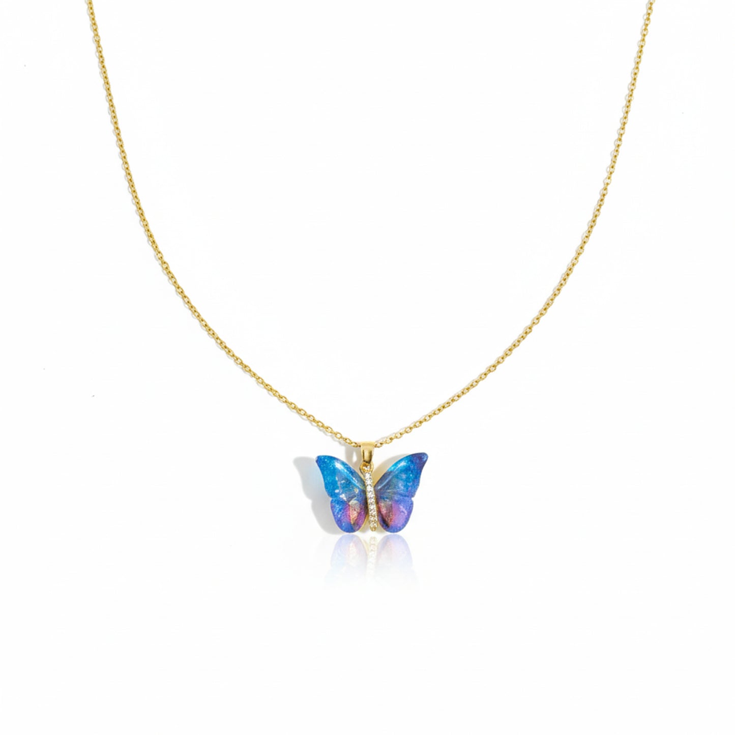 Aurora Butterfly Gold Pendant Necklace
