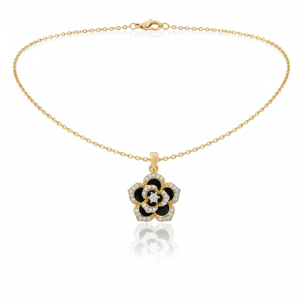 Elegant Gold Flower Pendant Necklace