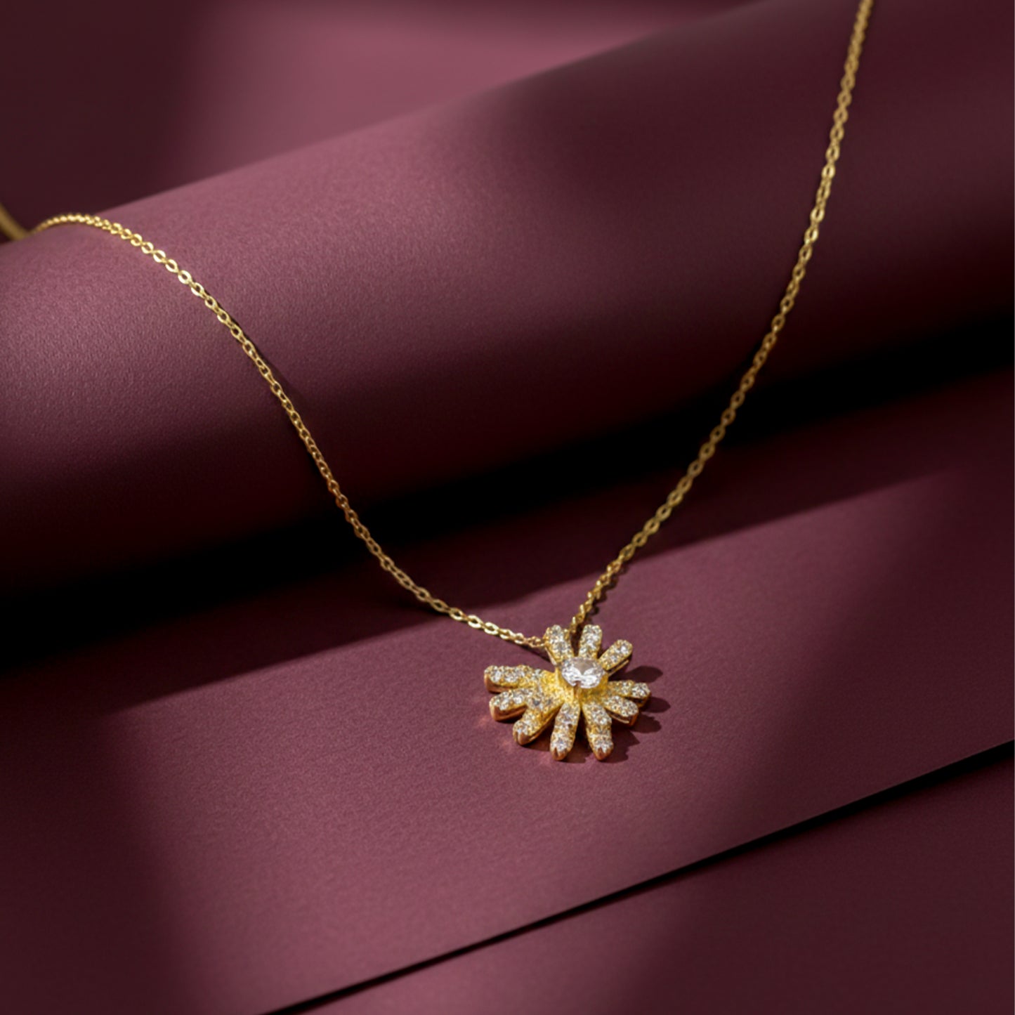 Aurielle Sunburst Diamond Pendant Necklace