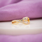 Royal Diamond Crossover Gold Ring