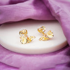 Elite Golden Petal Pearl Earrings
