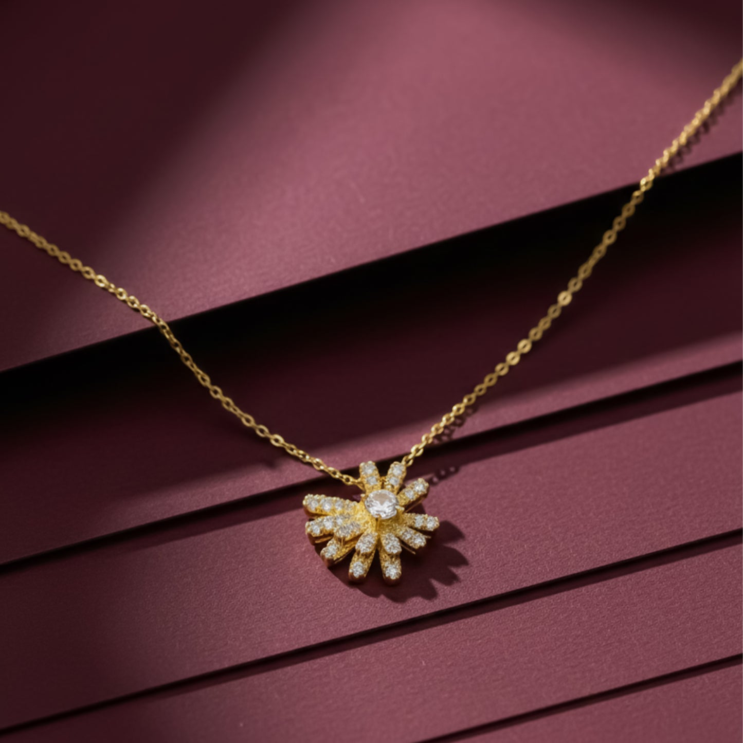 Aurielle Sunburst Diamond Pendant Necklace