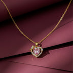 Pink Heart Gemstone Pendant Necklace