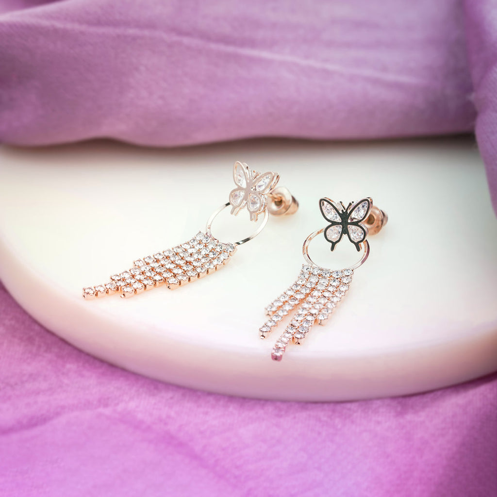 Butterfly Crystal Tassel Earrings