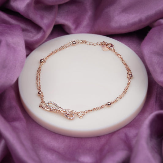 Delicate Rose Gold Bow Knot Anklet