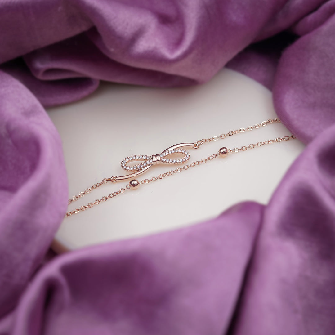 Delicate Rose Gold Bow Knot Anklet