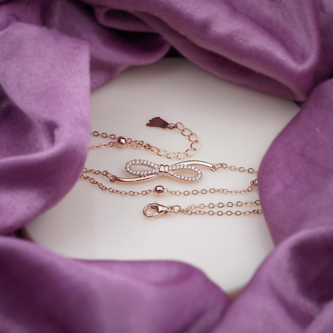 Delicate Rose Gold Bow Knot Anklet