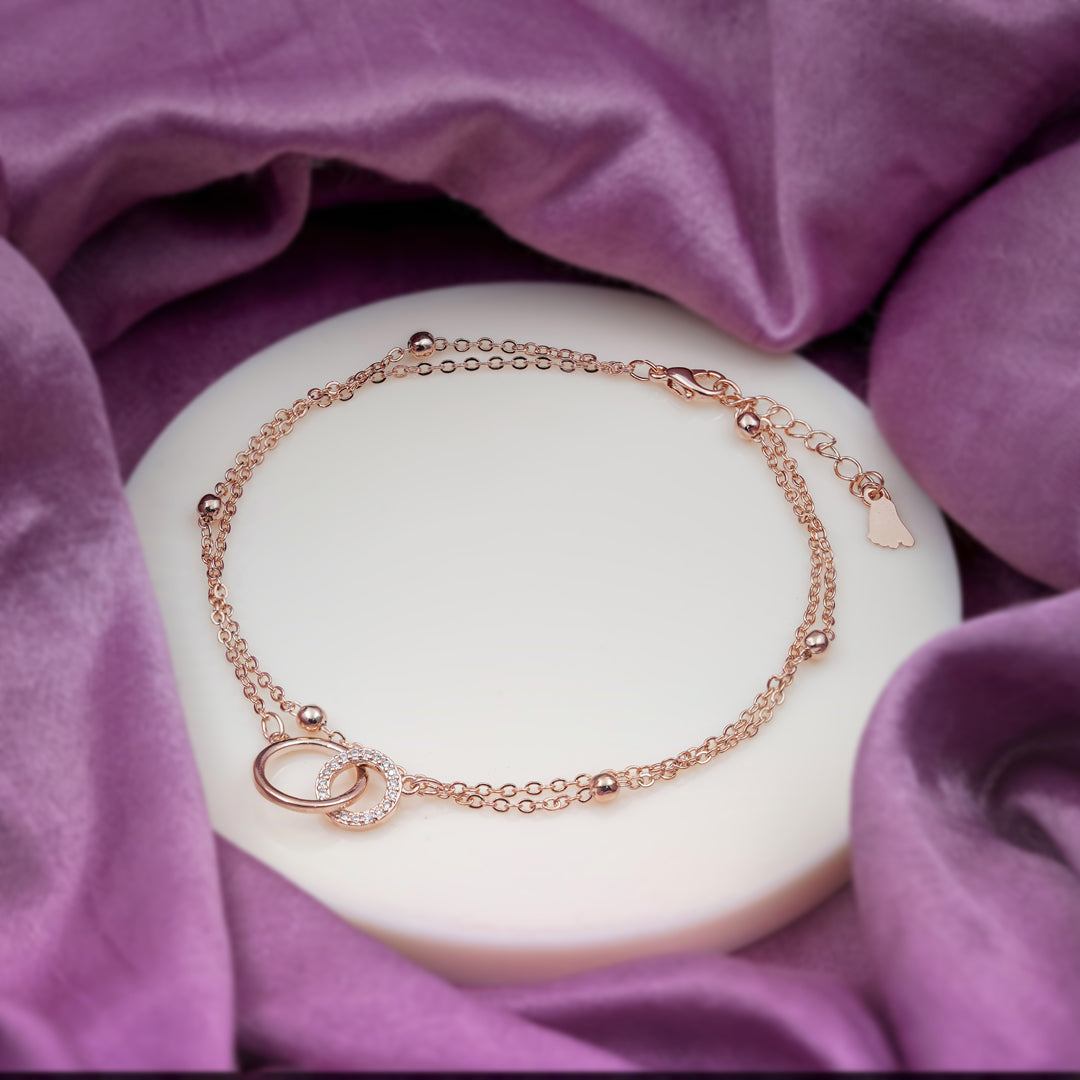 Interlocking Circle Rose Gold Anklet