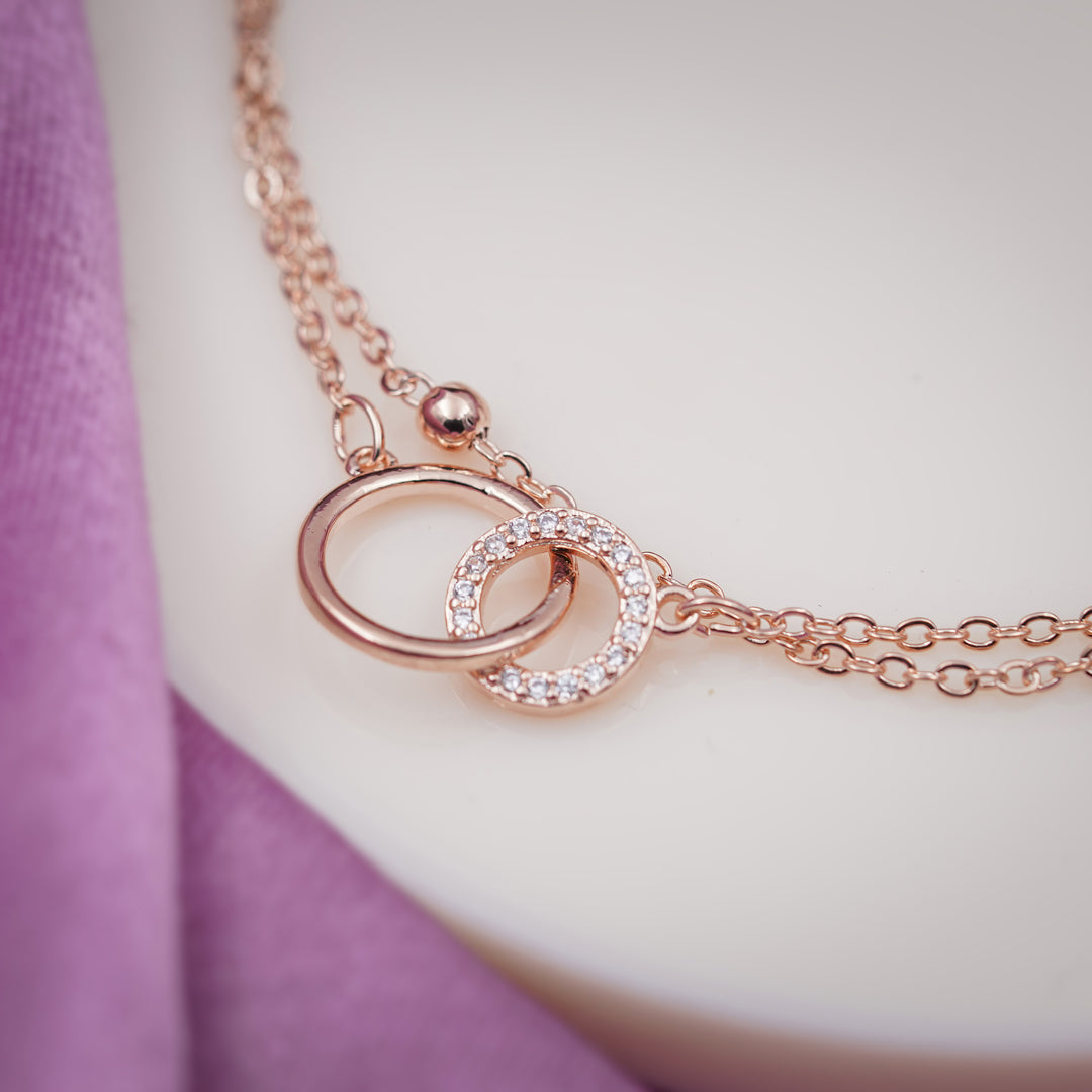 Interlocking Circle Rose Gold Anklet