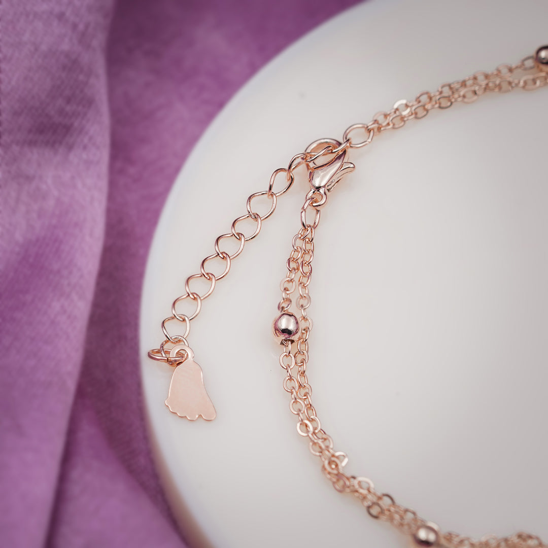 Luxpenny Twin Heart Rose Gold Anklet