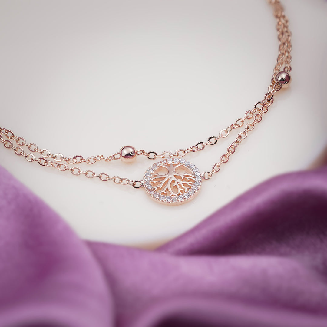 Elegant Tree of Life Charm Anklet