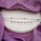 Dainty Crystal Dangle Silver Anklet