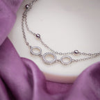 Minimalist Three Circle Silver Anklet