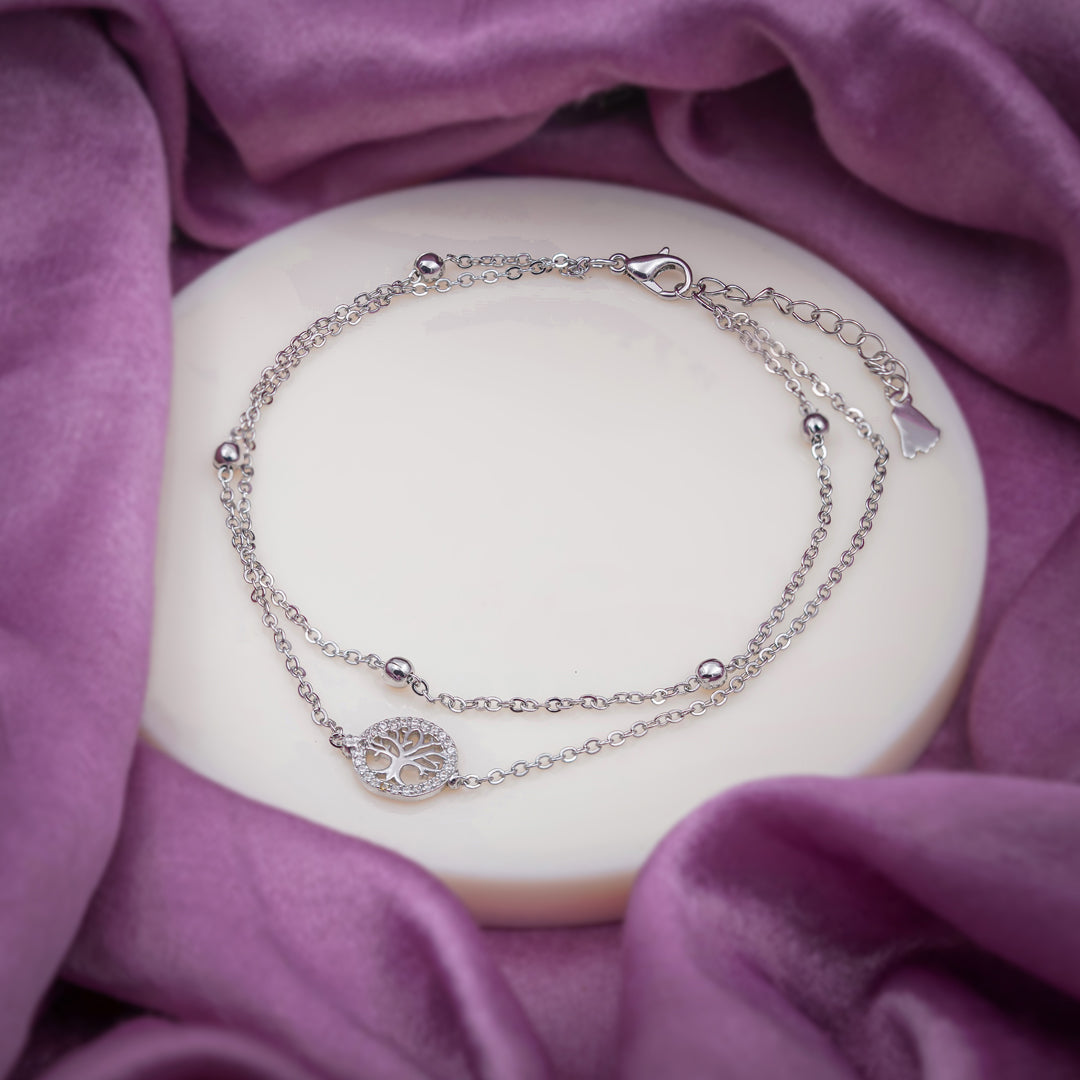 Celestial Tree of Life Silver Anklet