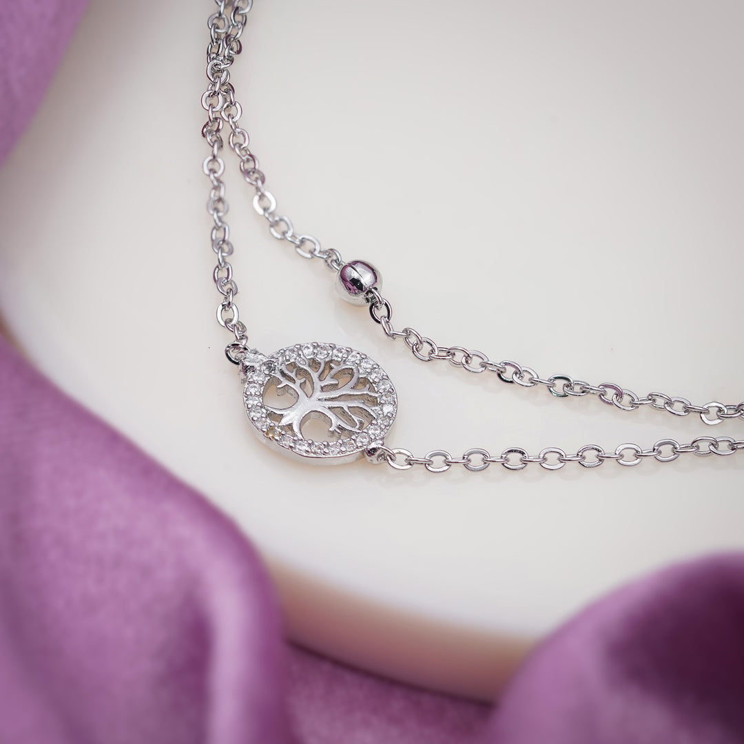 Celestial Tree of Life Silver Anklet