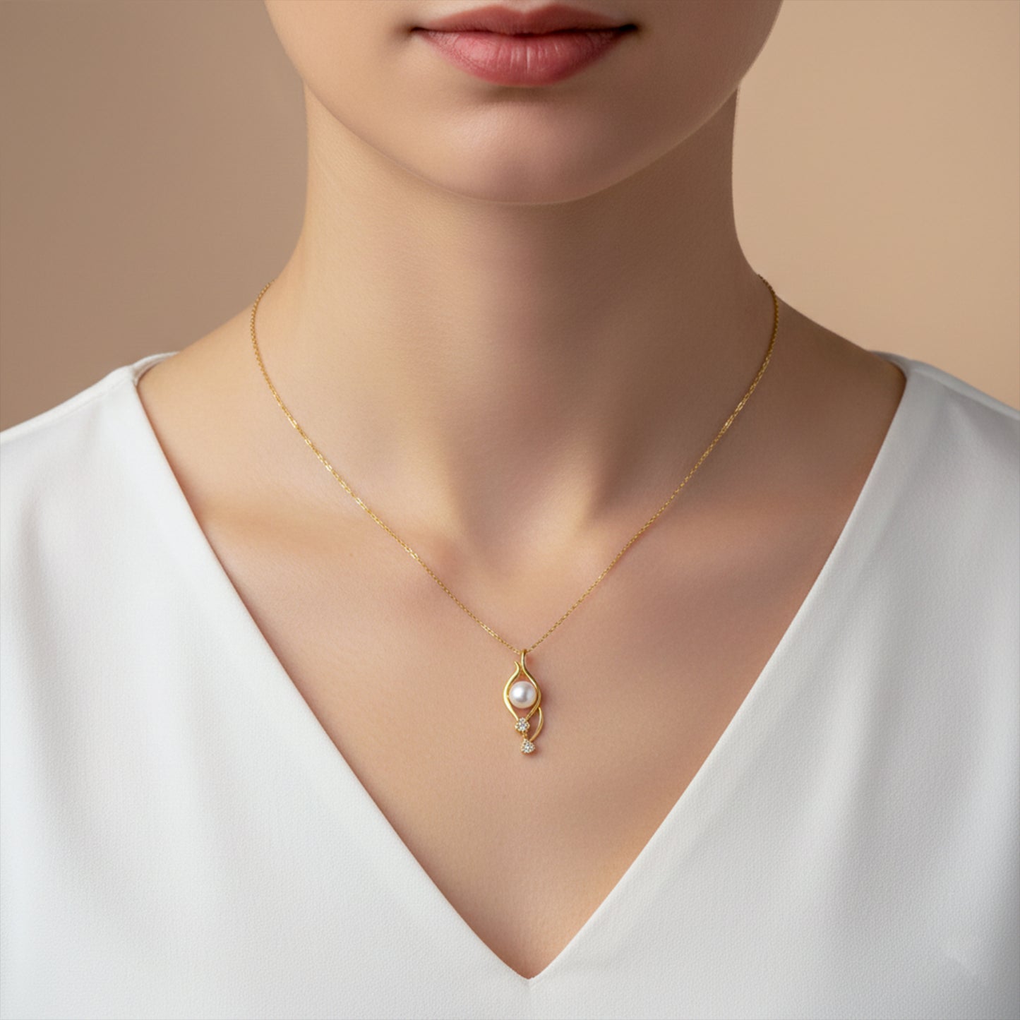 Minimal Gold Pearl Drop Pendant Necklace