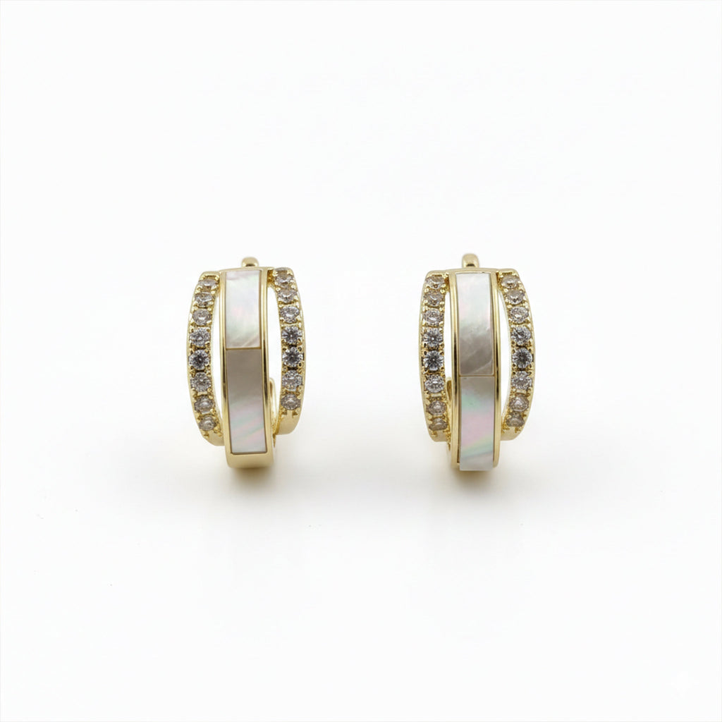 White Enamel Crystal Hoop Earrings