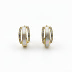 White Enamel Crystal Hoop Earrings