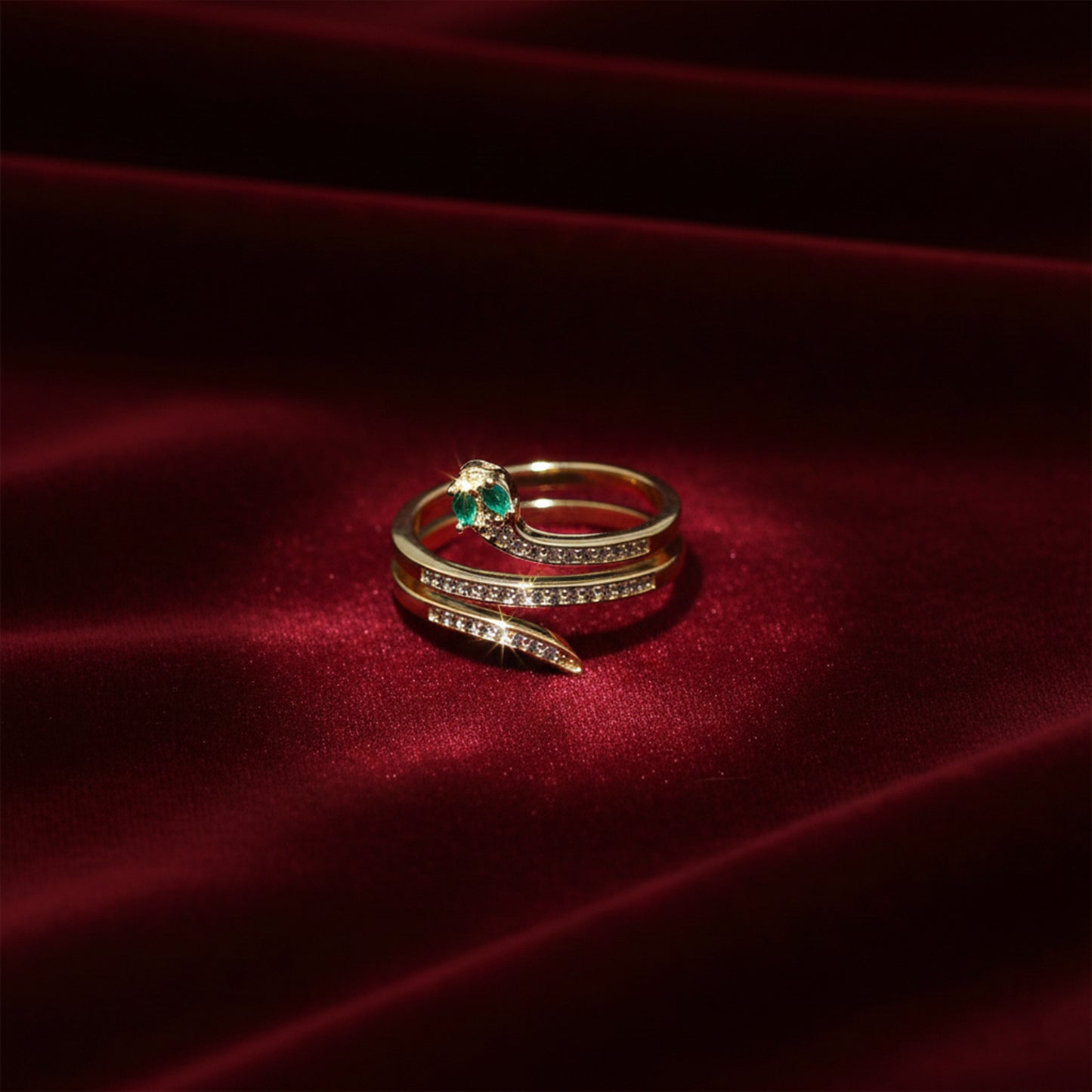 Emerald Diamond Snake Coil Ring