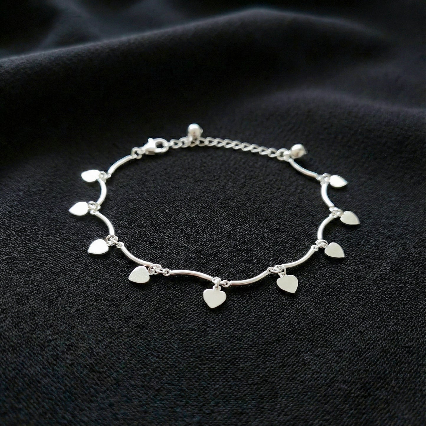 Dainty Heart Silver Anklet