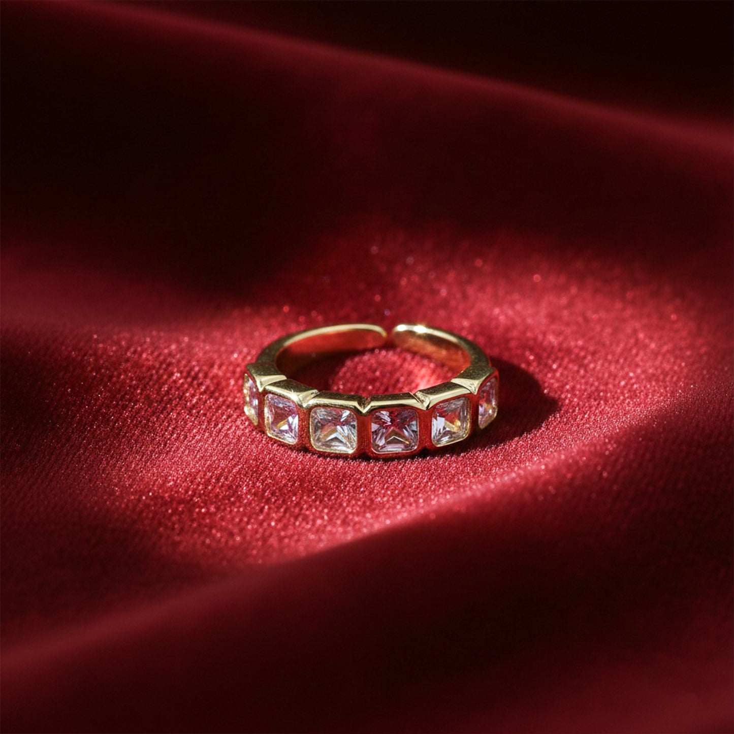 Luxe Princess Cut Eternity Gold Ring