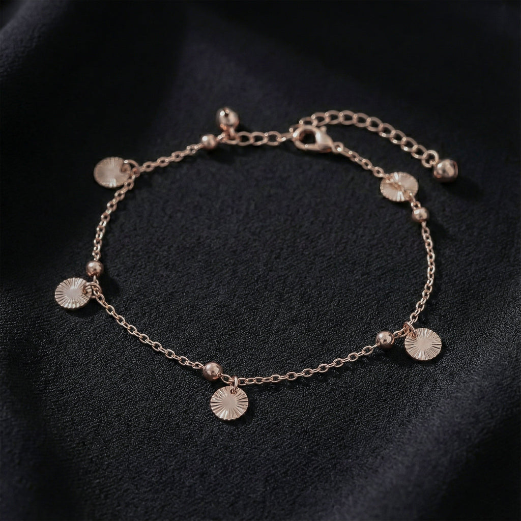 Rose Gold Sunburst Charm Anklet