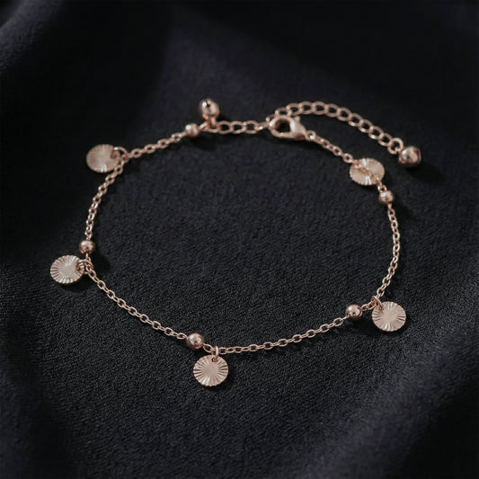 Rose Gold Sunburst Charm Anklet