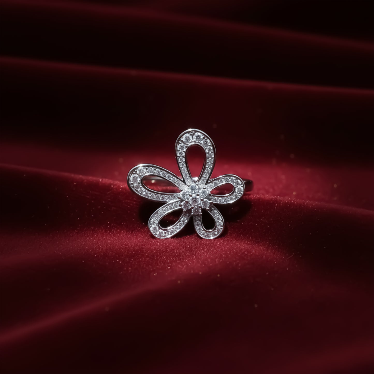 Diamond Flower Statement Ring