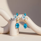 Blue Stone Floral Drop Earrings