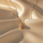 Elegant Pink Blossom Gold Necklace