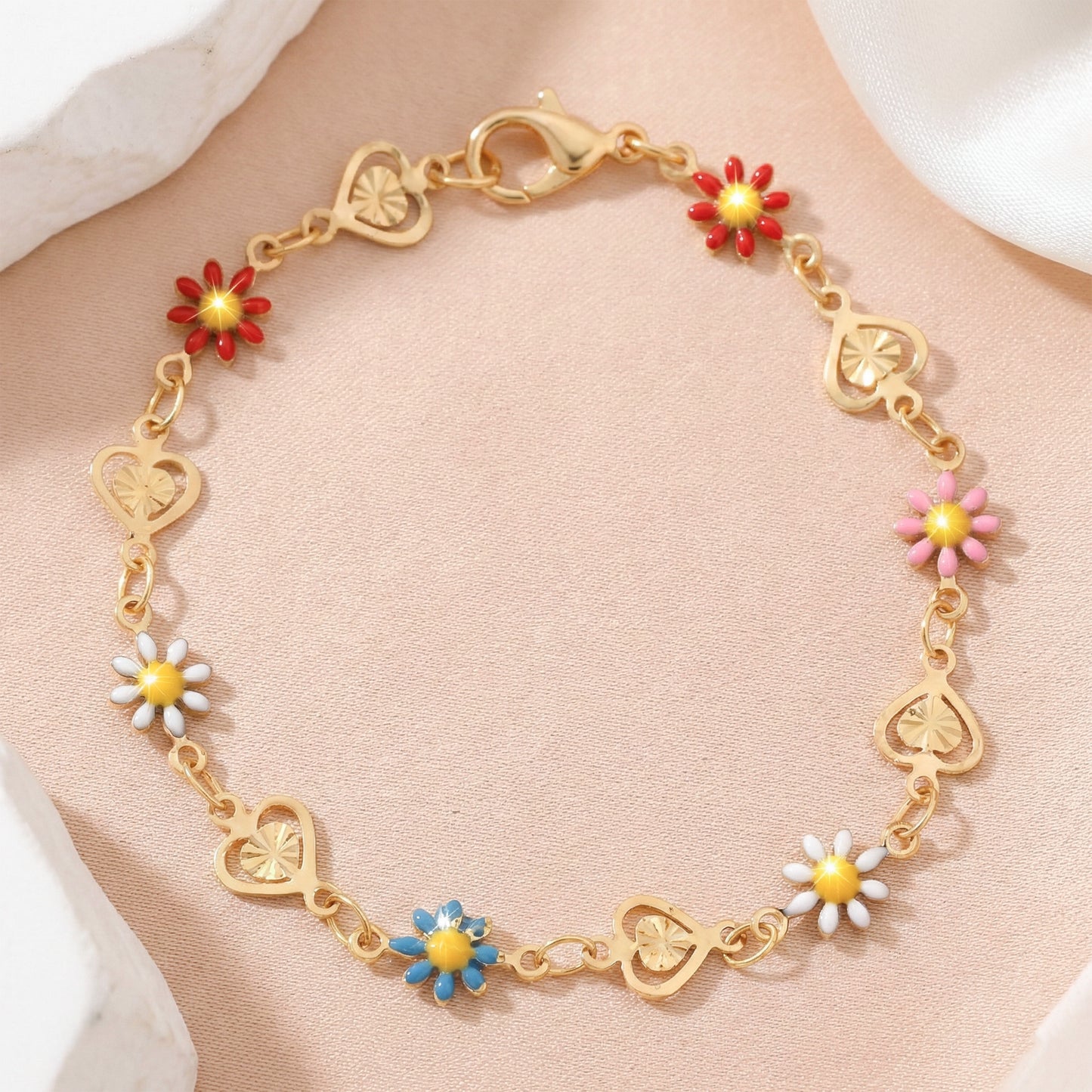 Floral Love Gold Charm Bracelet