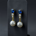 Blue Crystal Pearl Earrings