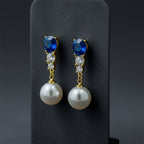Blue Crystal Pearl Earrings