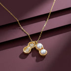 Golden Peanut Pearl Pendant Necklace