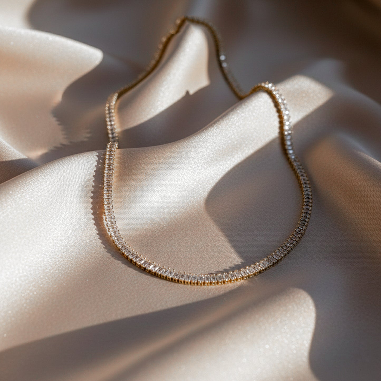Golden Sparkle Tennis Chain Necklace