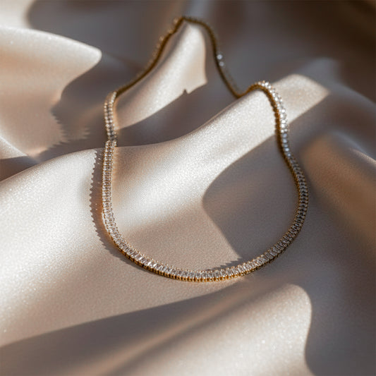 Golden Sparkle Tennis Chain Necklace