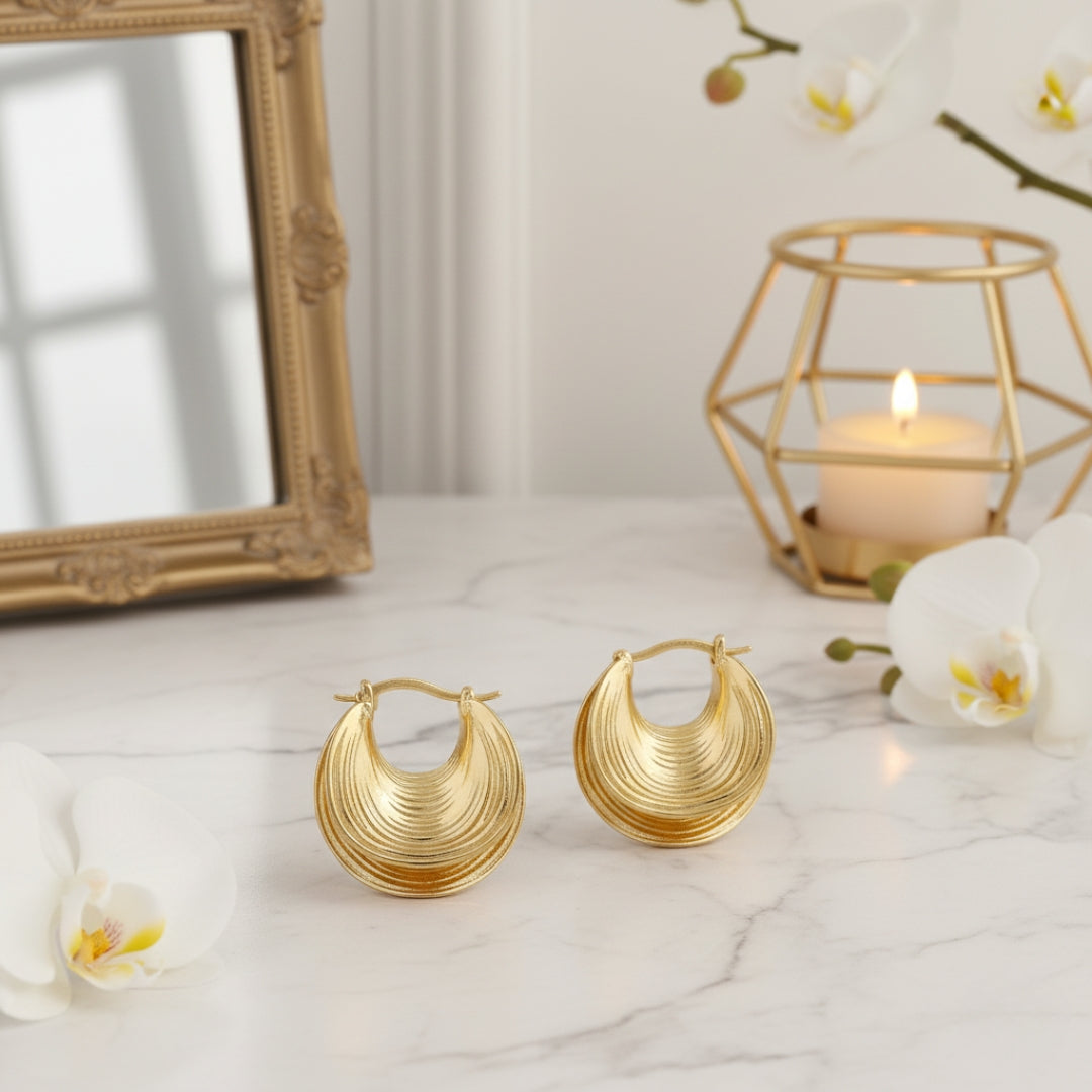 Waves Gold Hoops Earrings