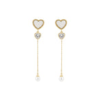 Ivory Luxe Heart Pearl Drop Earrings
