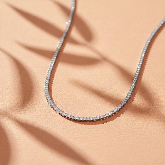 Silver Diamond Tennis Necklace
