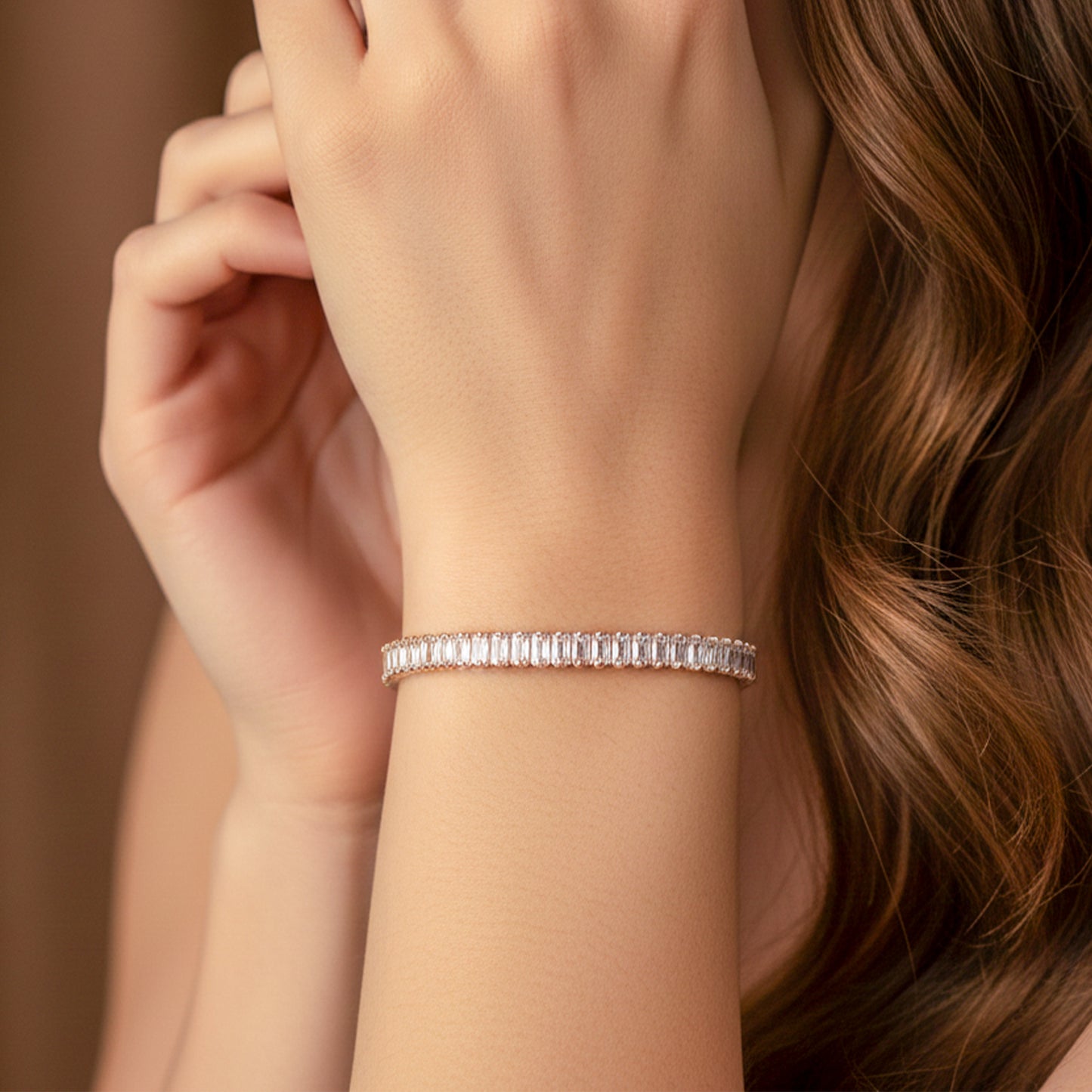 Opulenza Rose Gold Baguette Bracelet