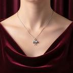 Elegant Silver Heart & Pearl Bow Necklace