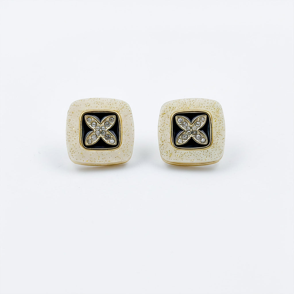 Ivory Noir Blossom Luxe Stud Earrings